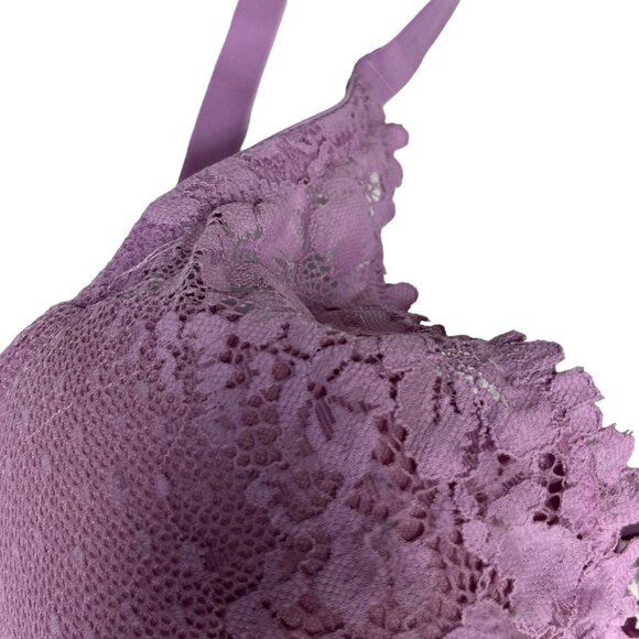 Auden Plunge Coverage Push-Up Bra Padded 34D Lilac Purple Lace - Picture 3 of 9